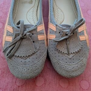 Onitsuka Tiger by Asics Gray and Peach Flats